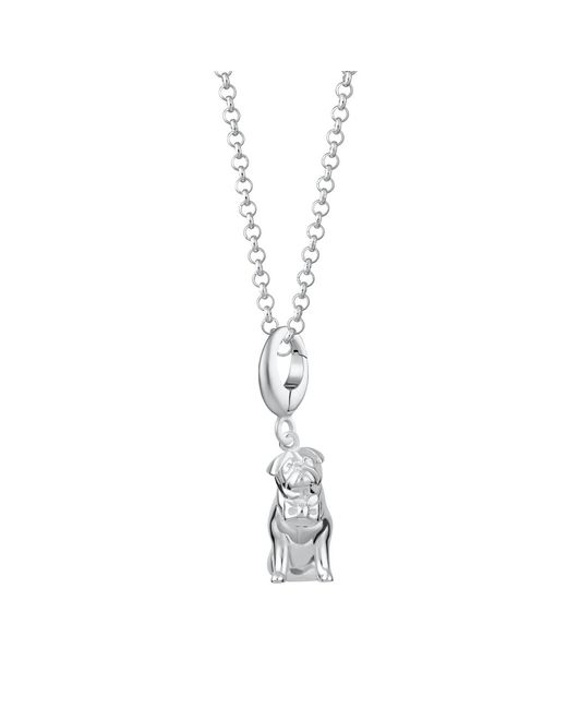 Lily Charmed Metallic Sterling Pug Charm Necklace