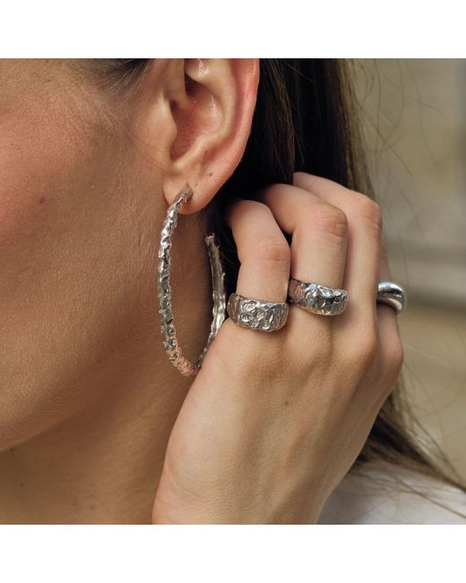 LINYA JEWELLERY White Misy Amorphous Oval Big Hoop Earrings