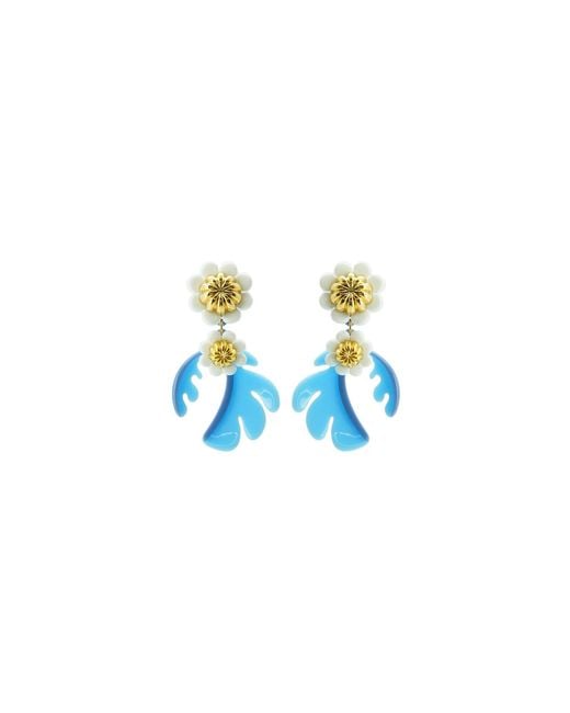 Gissa Bicalho Blue Handmade Acrylic Earring Cosmos Flower Baby