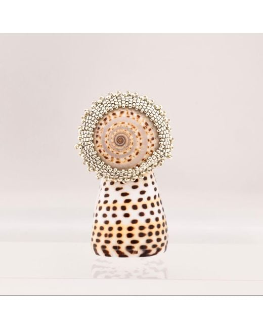 Oana Savu Pink Beaded Sea Shell Ring Ocean Inspired Jewelry