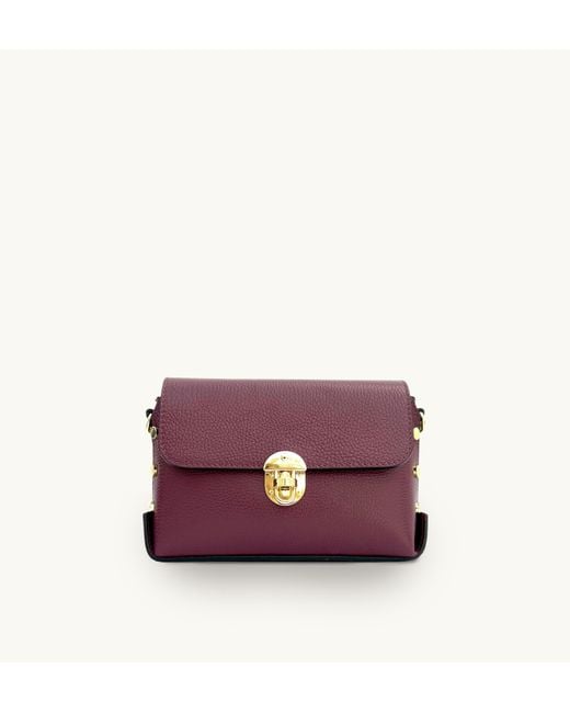 Apatchy London Purple The Bloxsome Plum Leather Crossbody Bag