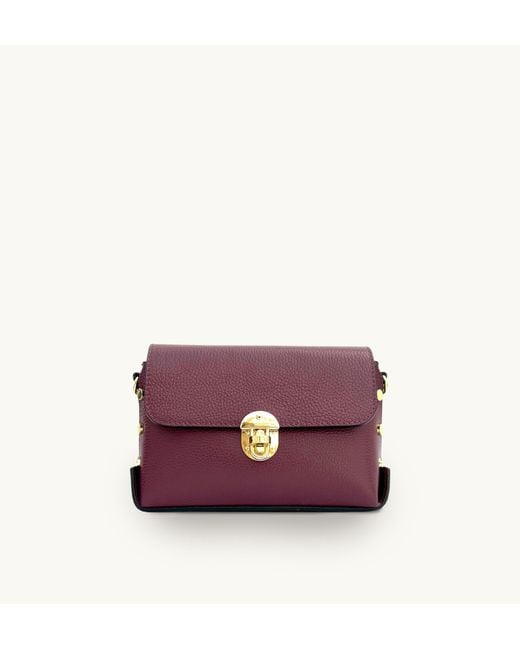 Apatchy London Purple The Bloxsome Plum Leather Crossbody Bag