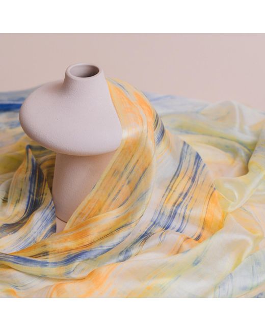 Silk and Bears Metallic Sunlight Brushstroke Habotai Silk Scarf – Hand-Dyed Mulberry Silk