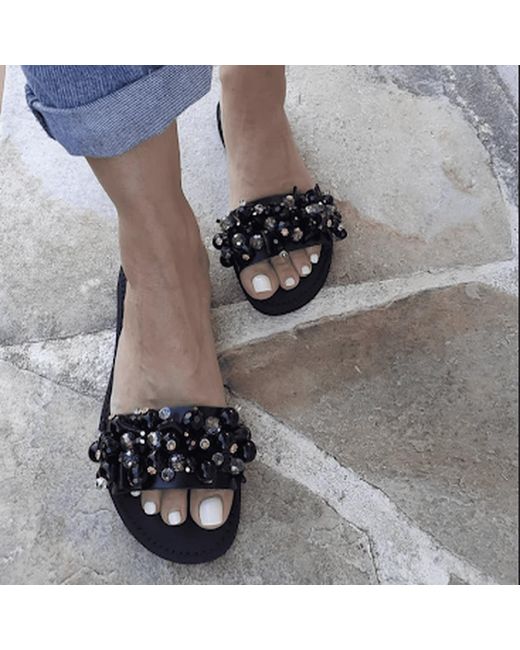 Sibylla Delphica Green Jeweled Leather Sandals Full Of Crystals Hermia