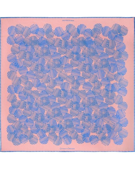 Otway & Orford Blue 'Dot Dash' Silk Pocket Square for men