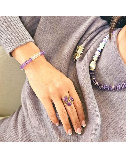 Farra Purple Amethyst Setting Adjustable Ring