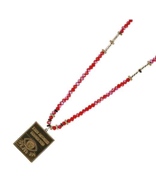Ebru Jewelry Metallic I Am Always Protected Pendant Beaded Necklace