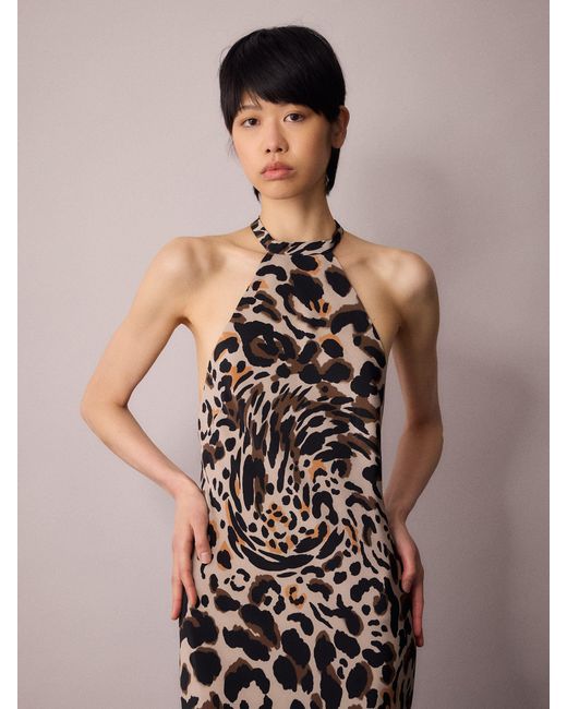 Amanda Thompson Couture Brown Marianne Bias Cut Dress Animal