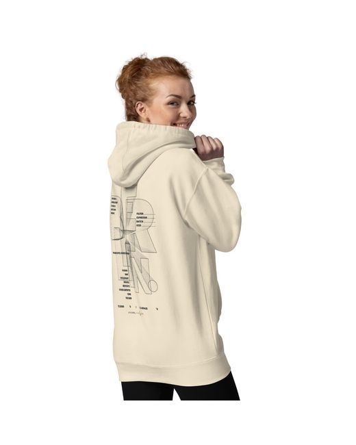 Anchor and Crew Natural Neutrals Bone Gustatory Berlin Coffee Scene Cotton Blend Embroidered Hoodie for men