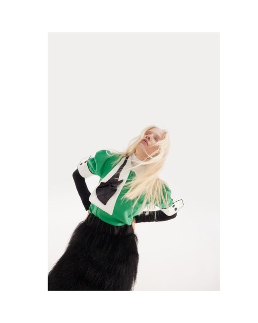 Julia Allert Green Statement Blouse With Collar And Cuffs –