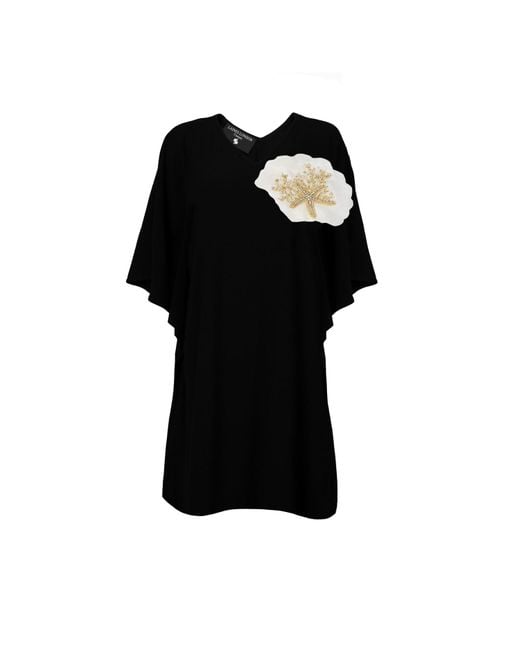 Laines London Black Laines Couture Kaftan With Cream & Seashell