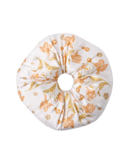 Asyii Metallic Printed Botanical Floral Silk Puffy Scrunchie