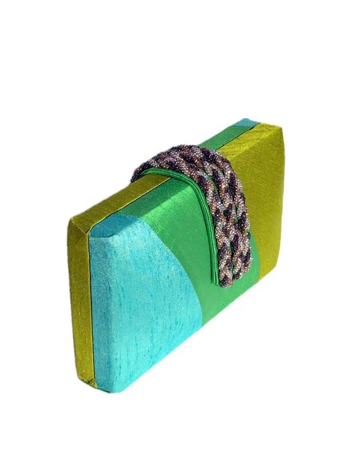 Simitri Green Key Lime Braided Fringe Clutch
