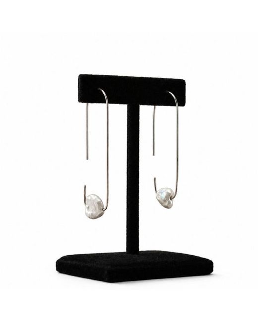 Silver Moon Black Baroque Heart Pearl Sterling Earrings