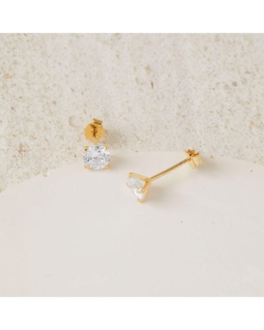 Esterah Metallic Stud Cubic Zirconia Earrings
