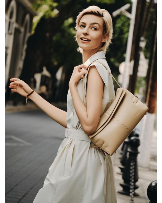 Orange Cube Natural Fantina Folded Hobo Bag