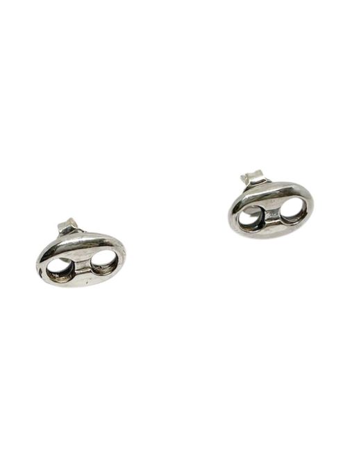 Tg-Jewellery by Tamara Gervasio Metallic Hand-Carved Sterling Stud Earrings – Anchor Link Design