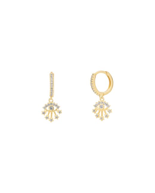 Spero London Metallic Fine 14Ct Solid Evil Eye Drop Earrings