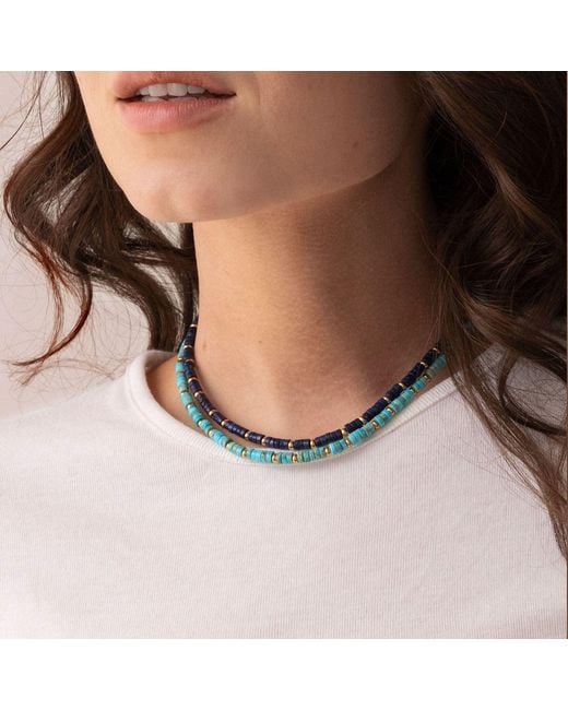 Nialaya Blue Heishi Lapis Choker With