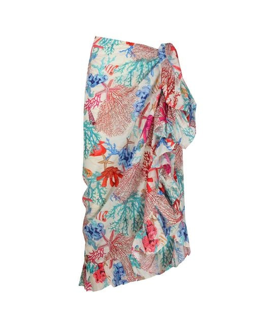 LOVEIST STORE Blue Lalla Summer Printed Ruffle Pareo