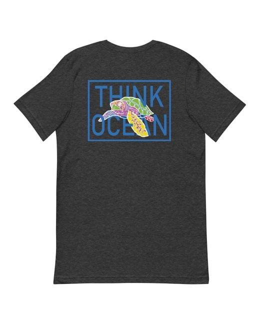 Anchor and Crew Black Heather Think Ocean Turtle Fluorescence Cotton Embroidered T-Shirt