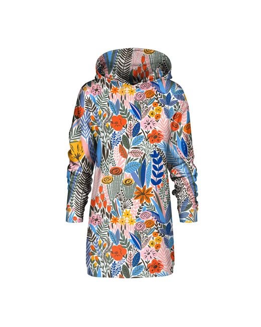 Aloha From Deer Blue Floral Pattern Oversize Hoodie Dress