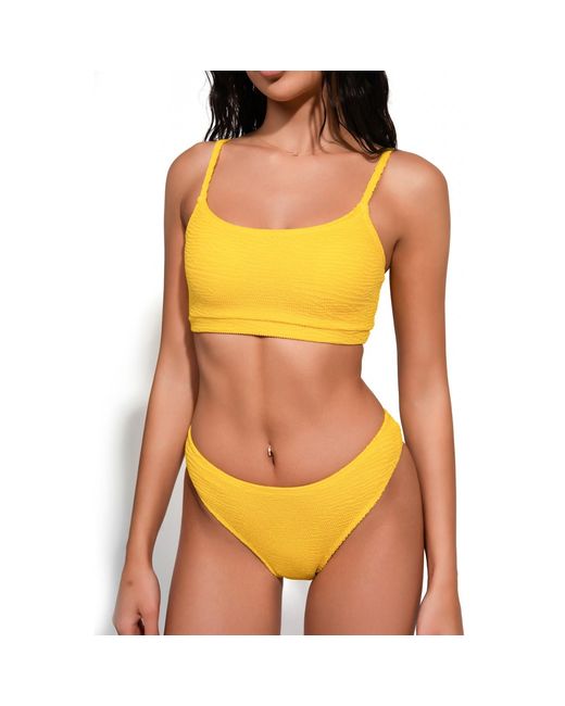 Maison Tangerine Yellow Ibiza Lemon Textured Bikini