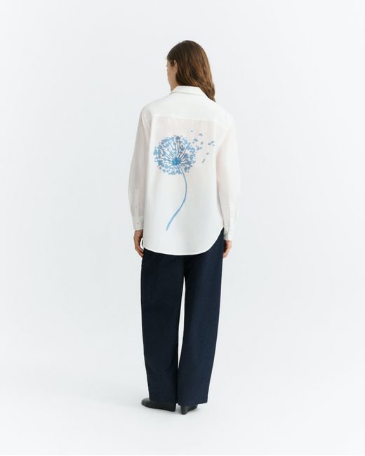 Thinking Mu White Dandelion Odie Oversize Shirt
