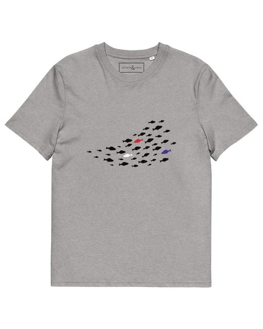 Anchor and Crew Gray Heather Fish Where's William Going? Organic Cotton T-Shirt