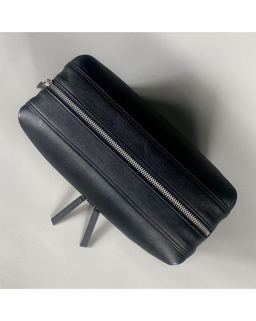 LeatherCo. Black Leather Open Top Wash Bag for men