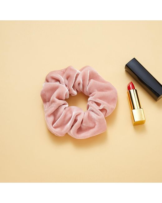 Soft Strokes Silk Pink Silk Velvet Handmade French Scrunchie Set Of Four