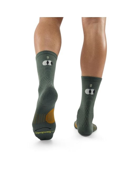 Semibold Green Training Running Crew Socks Googly Eyes