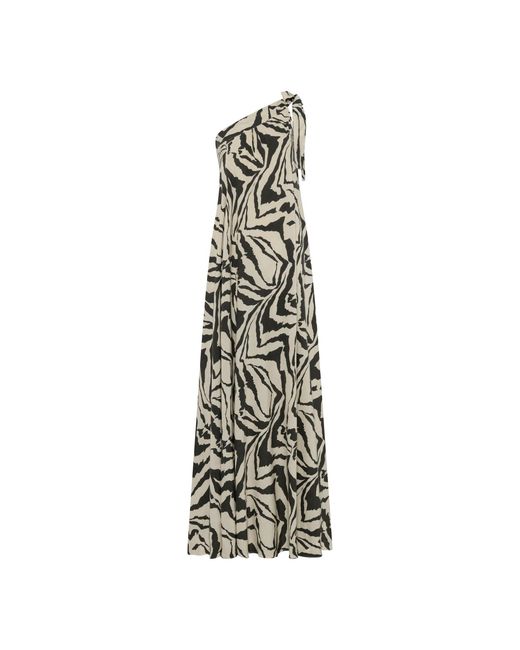 Belyed Handcraft Metallic Savannah – Cotton One-Shoulder Maxi Dress By Belyed