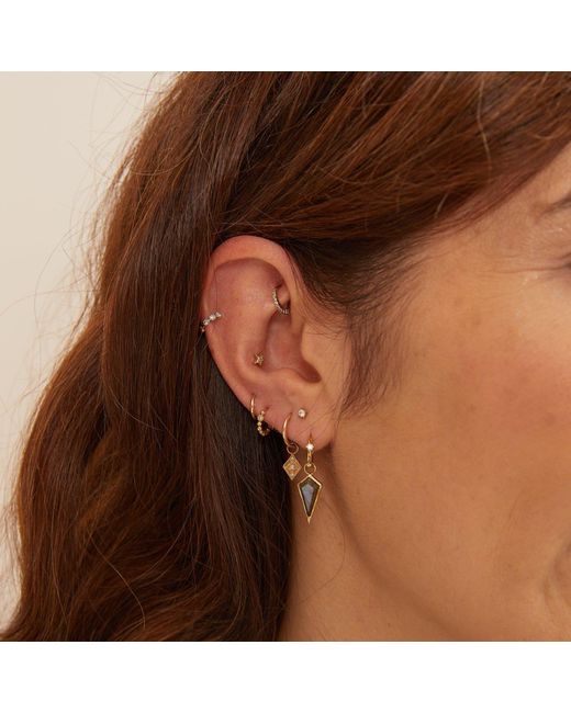 Zohreh Metallic Mini Diamond Beaded Huggie Hoop Earring Pair 9K