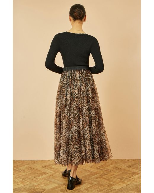 Yumi' Brown Leopard Mesh Tulle Skirt
