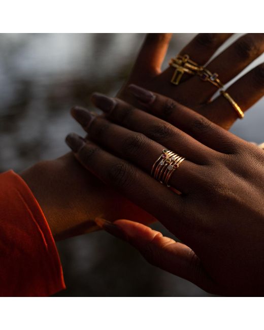 NASI SILVER Metallic Slim Single Stone Ring- Citrine
