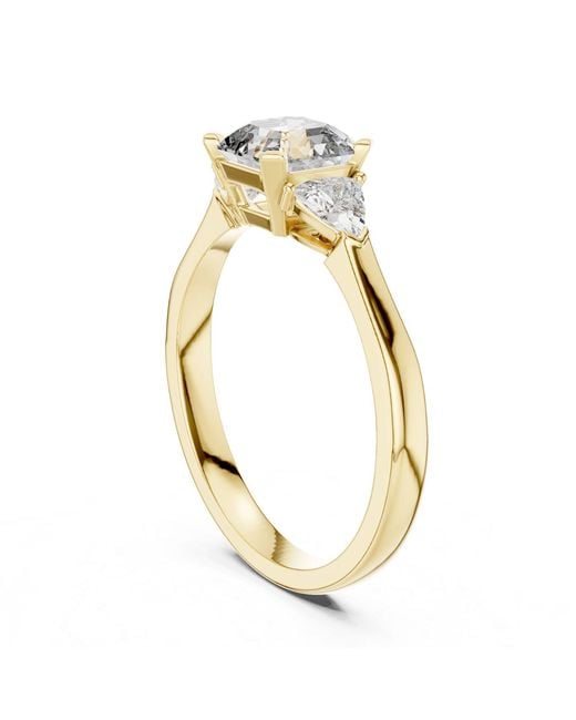 Aya Fine Jewelry Metallic 2 Carat Emerald & Trillion Cut Lab Grown Diamond Engagement Ring