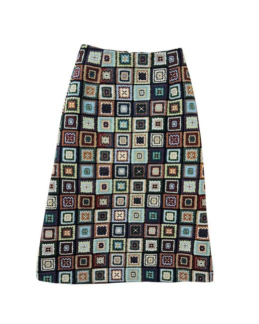 Louche Multicolor Buffy Seventies Patch Jacquard Midi Skirt