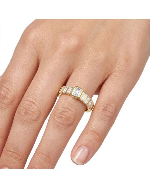 Artisan Metallic 14K Emerald Cut Diamond Tapered Band Ring