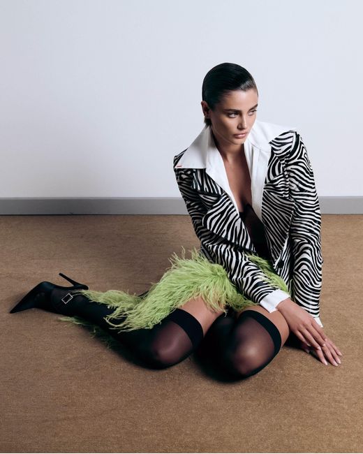 Maison sél Black Zebra Print Pony Hair Blazer Jacket
