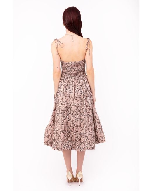 Amy Lynn Natural Neutrals Alexa Snake Print Puffball Dress