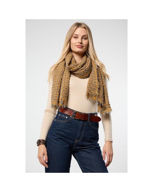 Saachi Yellow Crinkle Plaid Scarf