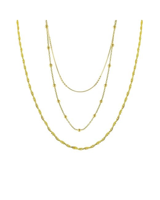 Spero London Metallic Twisted & Beaded Chains Sterling Layering Necklace Set