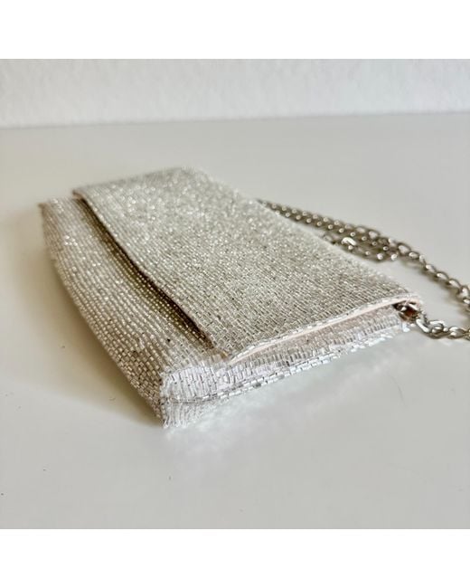 Pick Happy Gray Steel Cut Beaded Petite Clutch Platinum