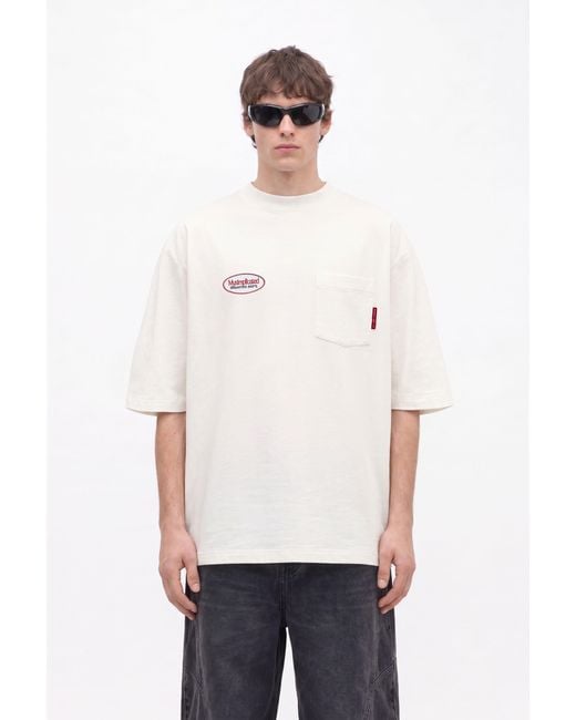mysimplicated White Neutrals Workwear Ecru Oversized Pocket T-Shirt for men