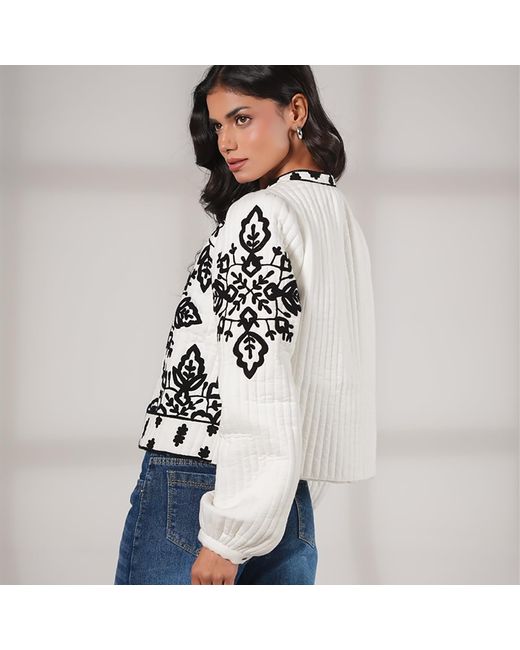 Rose & Nancy White Lori And Padded Embroidered Jacket