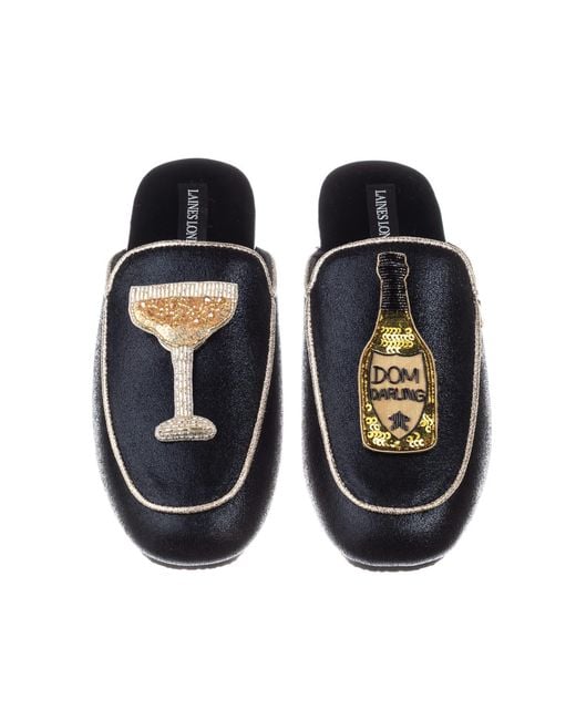 Laines London Blue Classic Mules With Dom Darling Brooches