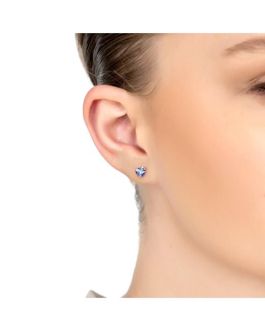 Latelita London Blue Asscher Cut Heart Stud Earrings Tanzanite