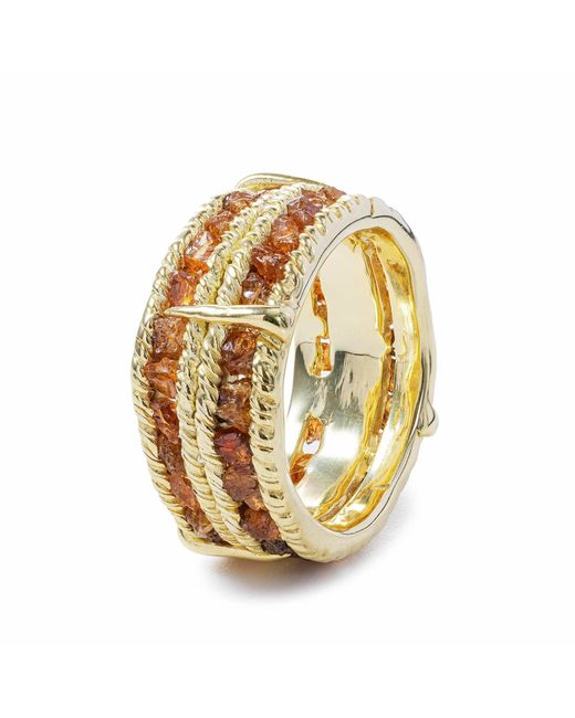 German Kabirski Metallic Tartine Raw Spessartine Garnet Plated Ring