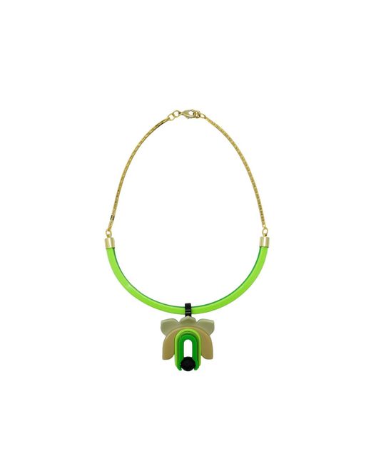 Gissa Bicalho Green Acrylic Handmade Necklace Lilium